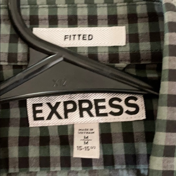 Express green/black fitted button down shirt - Picture 2 of 2